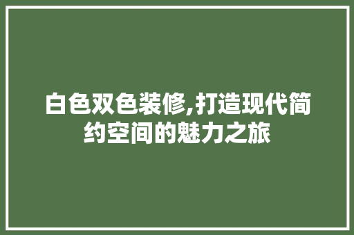 白色双色装修,打造现代简约空间的魅力之旅 公共建筑设计
