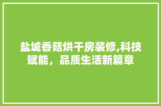 盐城香菇烘干房装修,科技赋能，品质生活新篇章 施工管理