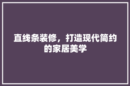 直线条装修，打造现代简约的家居美学 工艺流程