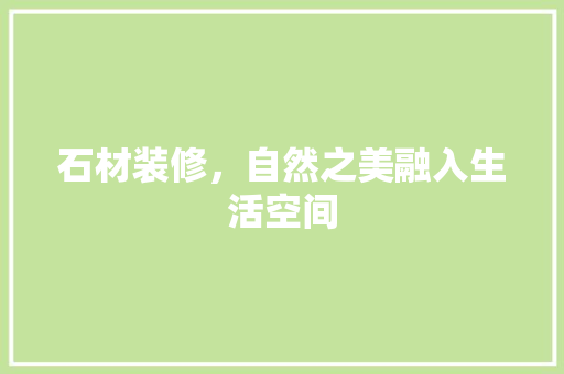 石材装修，自然之美融入生活空间 施工工艺