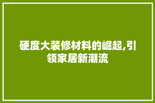 硬度大装修材料的崛起,引领家居新潮流 施工工艺