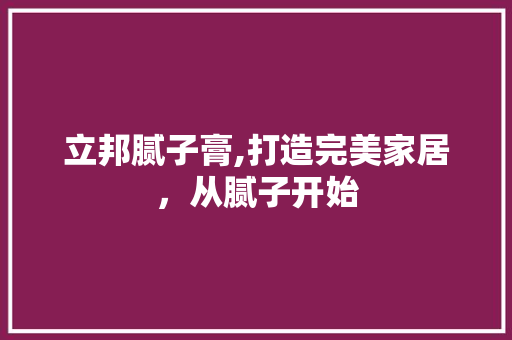 立邦腻子膏,打造完美家居，从腻子开始 常用建材