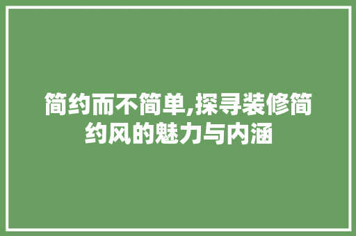 简约而不简单,探寻装修简约风的魅力与内涵 材料设备