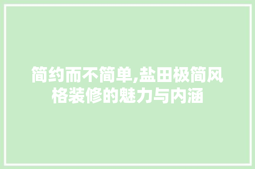 简约而不简单,盐田极简风格装修的魅力与内涵 常用设备
