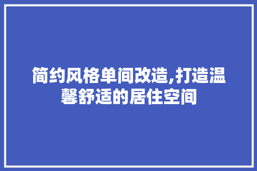 简约风格单间改造,打造温馨舒适的居住空间 公共建筑设计