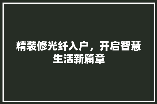 精装修光纤入户，开启智慧生活新篇章 知识问答