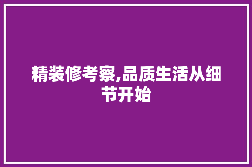 精装修考察,品质生活从细节开始 知识问答