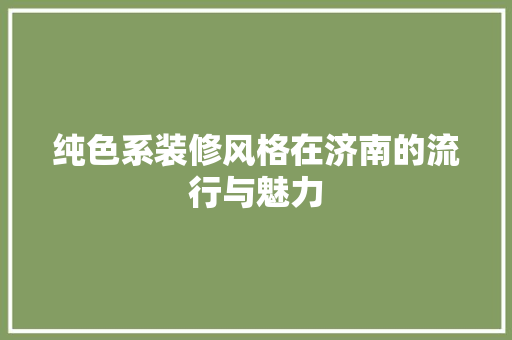 纯色系装修风格在济南的流行与魅力 施工工艺