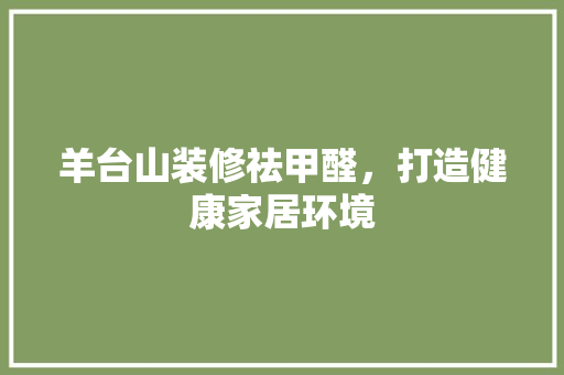 羊台山装修祛甲醛，打造健康家居环境