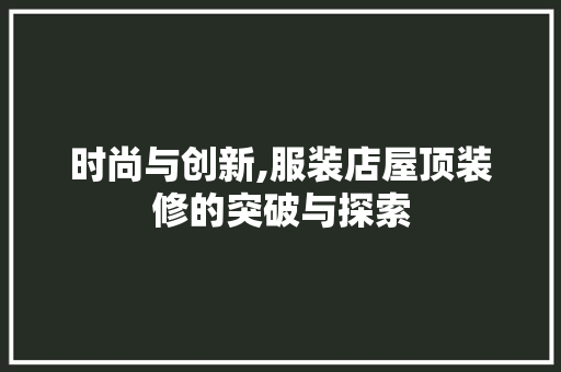 时尚与创新,服装店屋顶装修的突破与探索 施工技术
