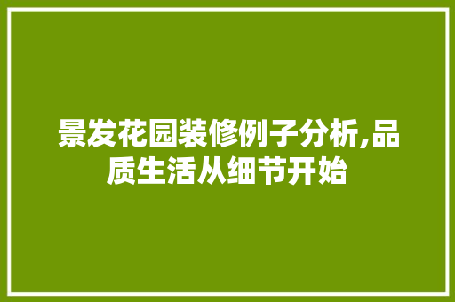 景发花园装修例子分析,品质生活从细节开始