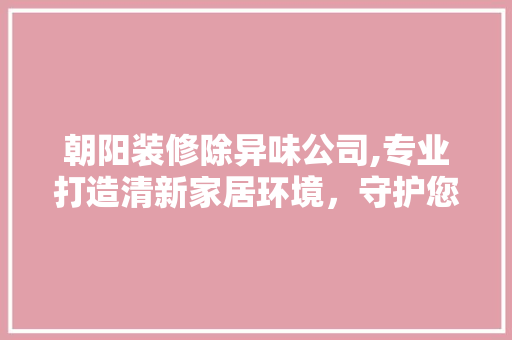 朝阳装修除异味公司,专业打造清新家居环境，守护您的生活品质 工艺流程