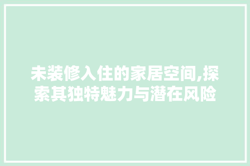 未装修入住的家居空间,探索其独特魅力与潜在风险 工艺流程