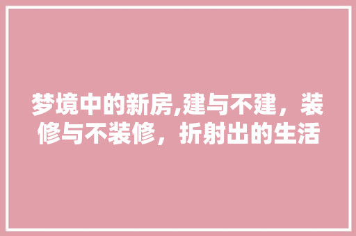 梦境中的新房,建与不建，装修与不装修，折射出的生活哲学 知识问答
