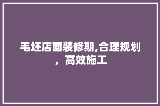 毛坯店面装修期,合理规划，高效施工