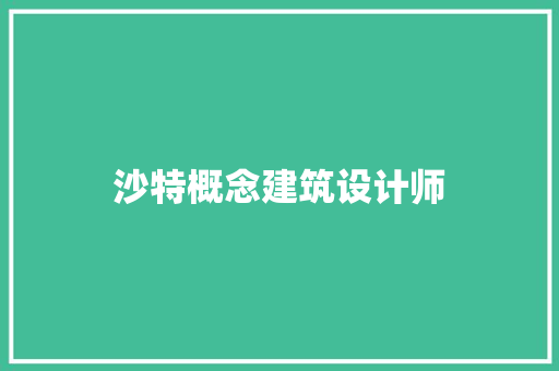 沙特概念建筑设计师 设计原则
