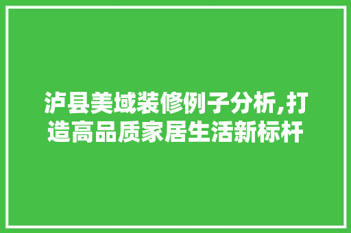 泸县美域装修例子分析,打造高品质家居生活新标杆 工艺流程
