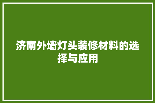 济南外墙灯头装修材料的选择与应用 生态建筑设计