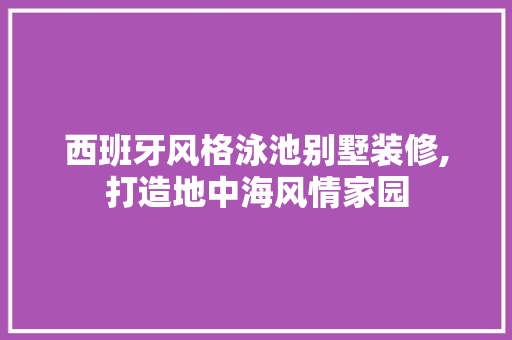 西班牙风格泳池别墅装修,打造地中海风情家园 常用设备