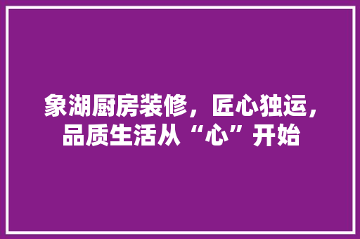 象湖厨房装修，匠心独运，品质生活从“心”开始 材料设备