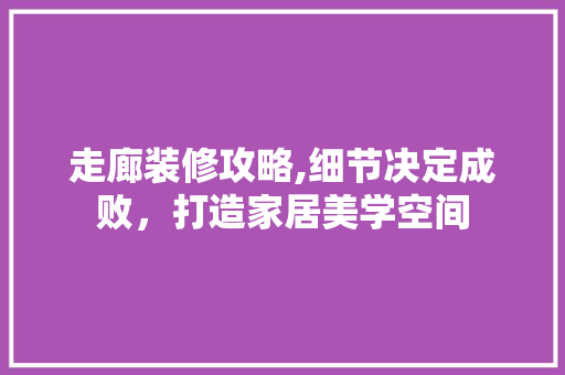 走廊装修攻略,细节决定成败，打造家居美学空间 常见问题