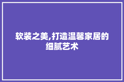 软装之美,打造温馨家居的细腻艺术 材料设备