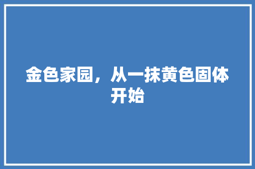 金色家园，从一抹黄色固体开始 新型材料