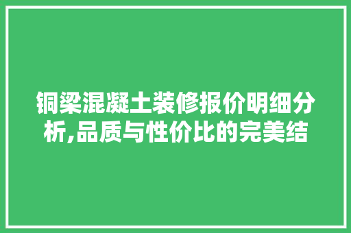 铜梁混凝土装修报价明细分析,品质与性价比的完美结合 新型材料