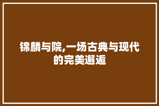 锦麟与院,一场古典与现代的完美邂逅 建筑法规