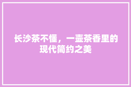长沙茶不懂，一壶茶香里的现代简约之美 知识问答
