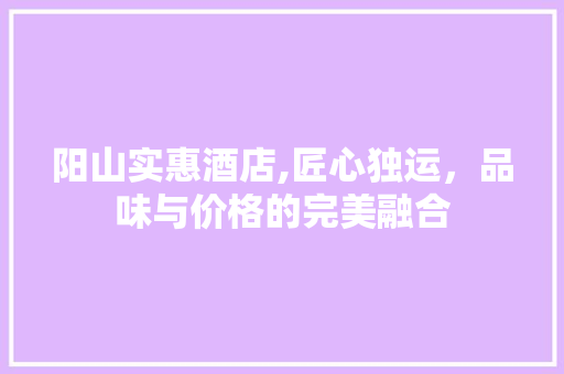 阳山实惠酒店,匠心独运，品味与价格的完美融合 建筑法规