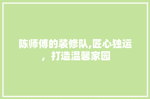 陈师傅的装修队,匠心独运，打造温馨家园 常用设备