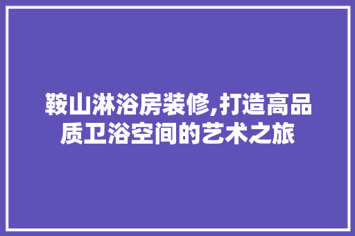 鞍山淋浴房装修,打造高品质卫浴空间的艺术之旅 建筑设计
