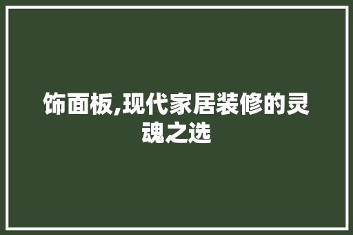 饰面板,现代家居装修的灵魂之选