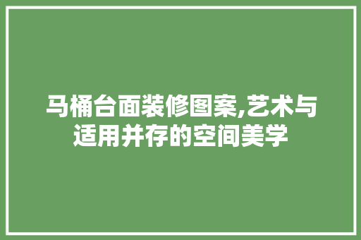 马桶台面装修图案,艺术与适用并存的空间美学 施工工艺