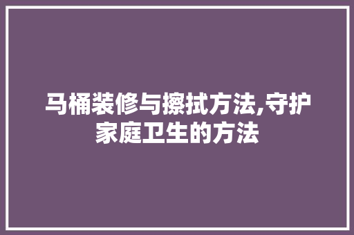 马桶装修与擦拭方法,守护家庭卫生的方法 建筑设计