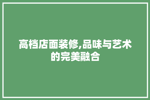高档店面装修,品味与艺术的完美融合 住宅建筑设计