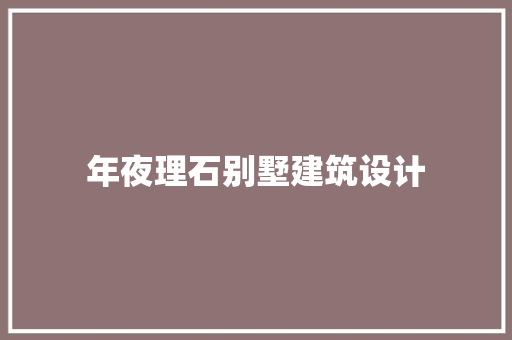 年夜理石别墅建筑设计 住宅建筑设计