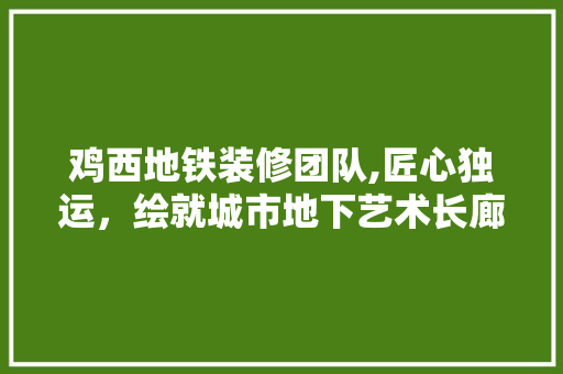 鸡西地铁装修团队,匠心独运，绘就城市地下艺术长廊 常用设备