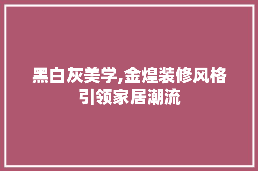 黑白灰美学,金煌装修风格引领家居潮流 设计原则