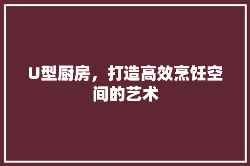 U型厨房，打造高效烹饪空间的艺术 施工技术