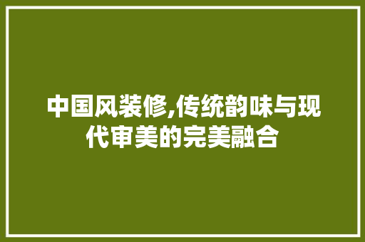 中国风装修,传统韵味与现代审美的完美融合 常用设备