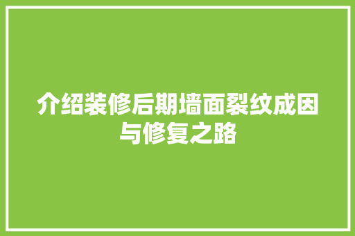 介绍装修后期墙面裂纹成因与修复之路 设计原则