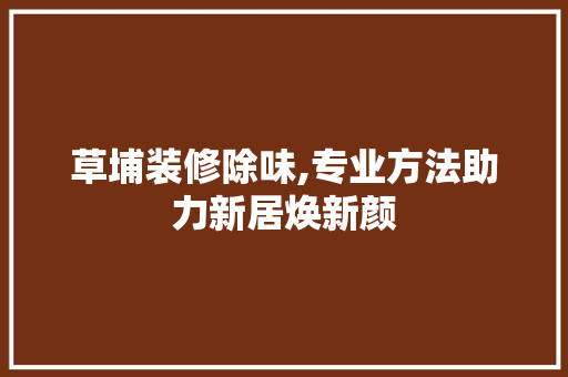 草埔装修除味,专业方法助力新居焕新颜 知识问答
