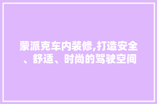 蒙派克车内装修,打造安全、舒适、时尚的驾驶空间 住宅建筑设计