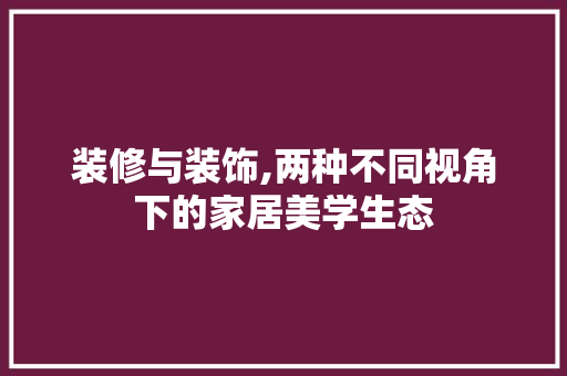 装修与装饰,两种不同视角下的家居美学生态 施工工艺