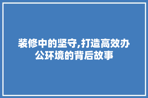装修中的坚守,打造高效办公环境的背后故事 常用设备