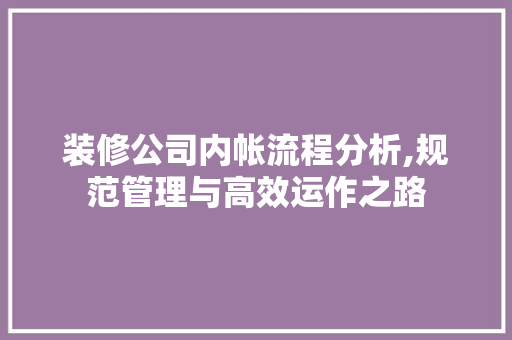 装修公司内帐流程分析,规范管理与高效运作之路 住宅建筑设计