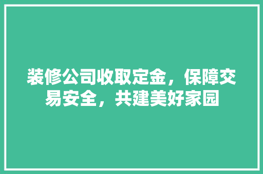 装修公司收取定金，保障交易安全，共建美好家园 住宅建筑设计