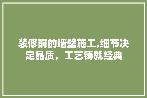 装修前的墙壁施工,细节决定品质，工艺铸就经典 工艺流程